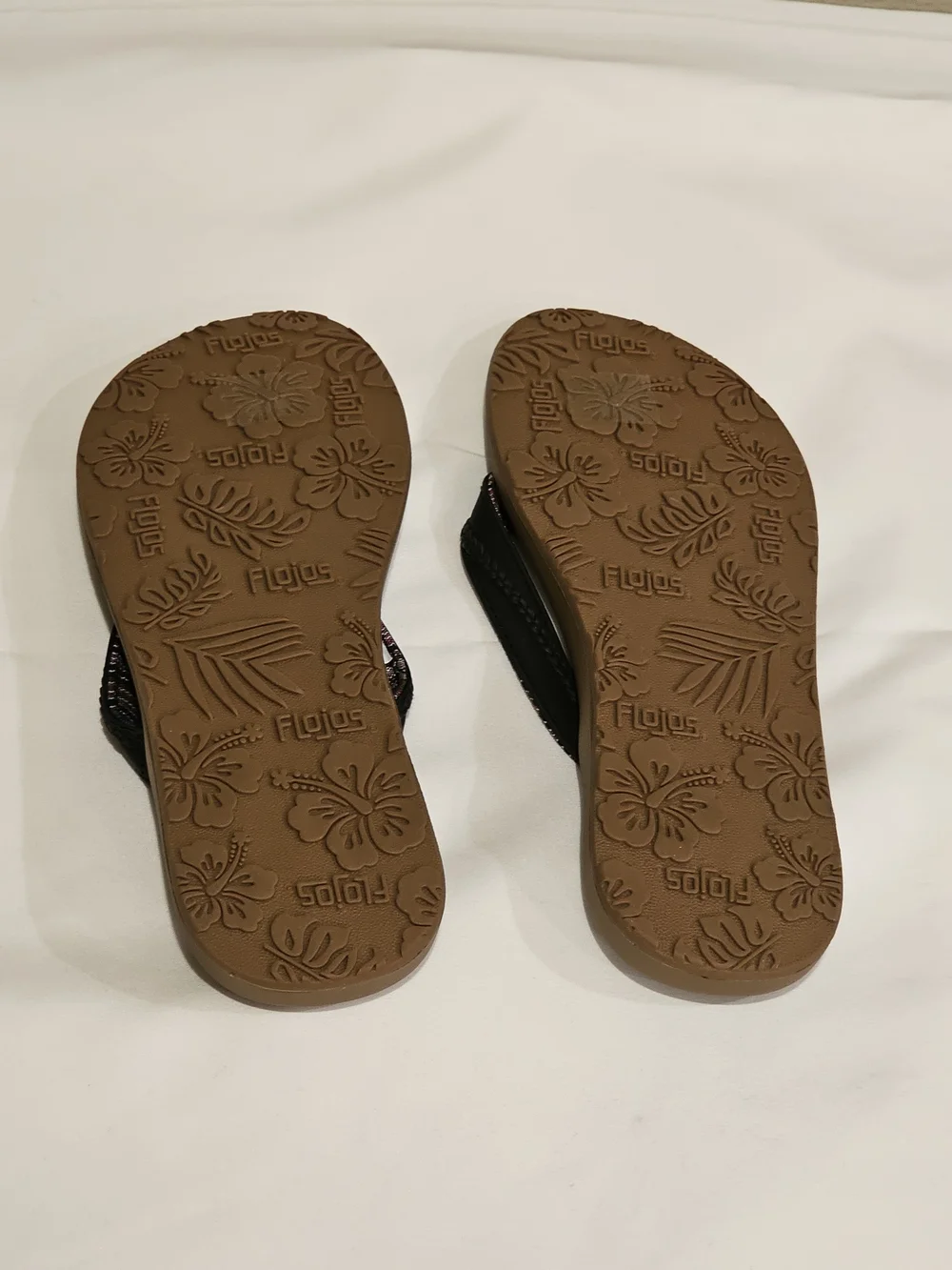 Flojos Brown Footbed Flip Flops with Black & Multicolor Straps